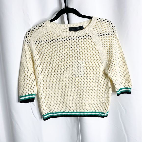 Endless Rose Sweaters - New endless rose cream green open knit sweater M